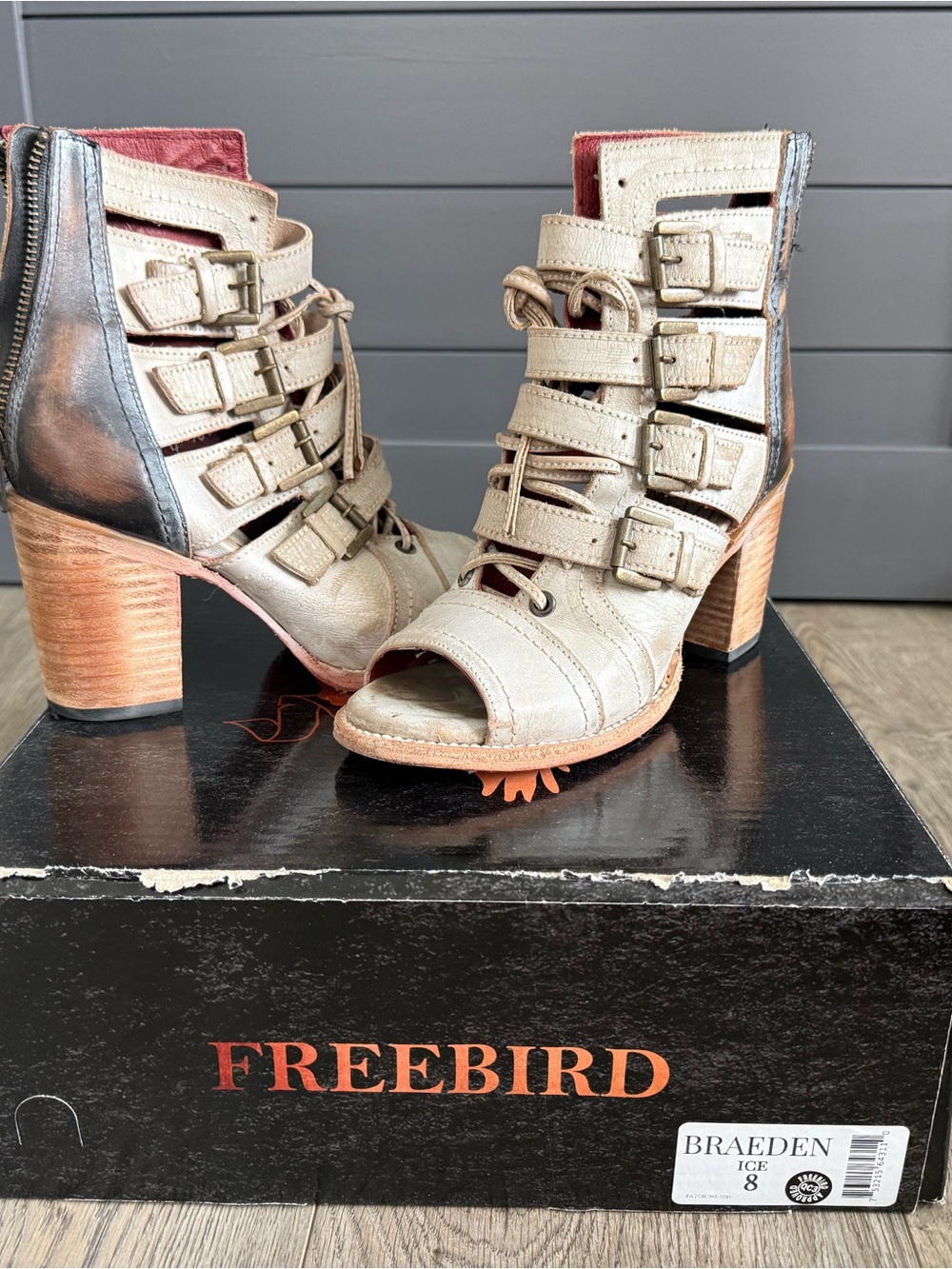 Freebird by Steven Braeden Ice Leather Peep-Toe Bootie - Ice - Picture 2 of 4